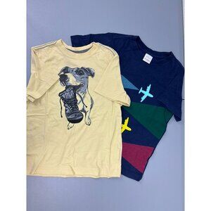 Hannah Andersson youth boys 6-7 lot of 2 short sleeve casual t-shirts‎ dog plane